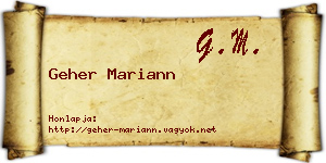 Geher Mariann névjegykártya